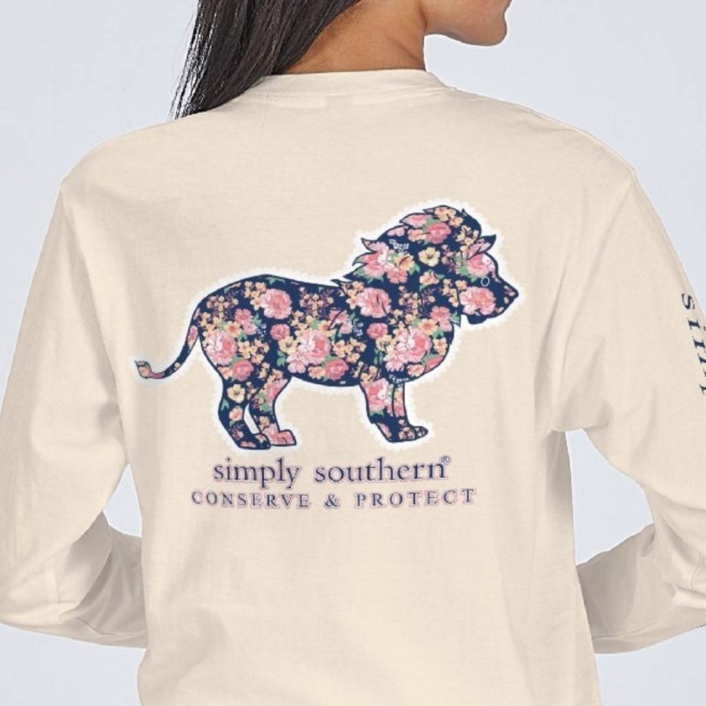 NWT Simply Southern Floral Lion Tracker Longsleeve Shirt - Picture 2 of 9